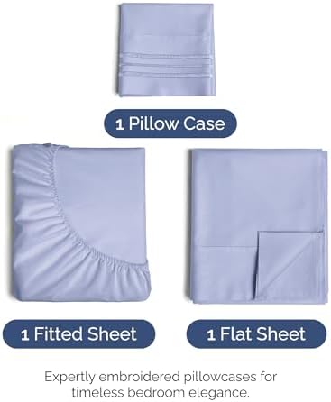 Twin Size 3 Piece Sheet Set - Comfy Breathable & Cooling Sheets - Lavender
