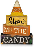 Lineshading 4 Pcs Halloween Table Decoration Candy Corn Wooden Stacked Sign