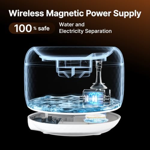 Red Dot Award Wireless Cat Water Fountain 1.8L/60oz, 145° Sensor Fountain with 5000mAh Battery, Silent Pump, Water-Electric Separation & Low Water Auto Shut Off for Cats Dogs