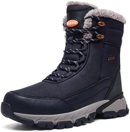 SHULOOK Men's Waterproof Winter Snow Boots: Insulated Warm Lined