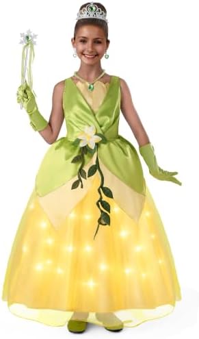 Spooktacular Creations Halloween Girls Frog Princess Dress, Green Fairy Costume for Kids, Fancy Dress for Birthday, Cosplay