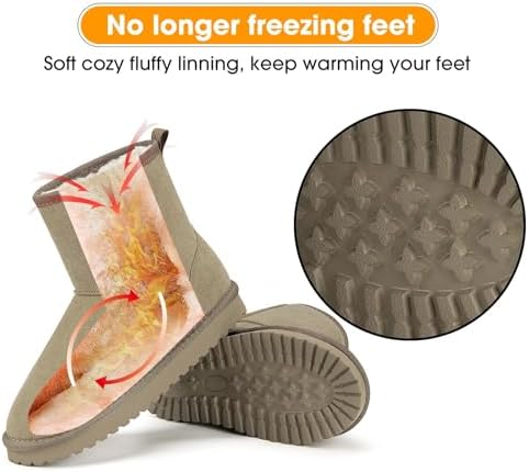 Mishansha Suede Winter Snow Boots for Women Warm Faux Fur Lined Waterproof