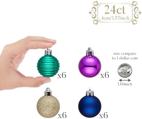 Valery Madelyn Small Christmas Tree Decorations Ball Ornaments 24ct 1.57"