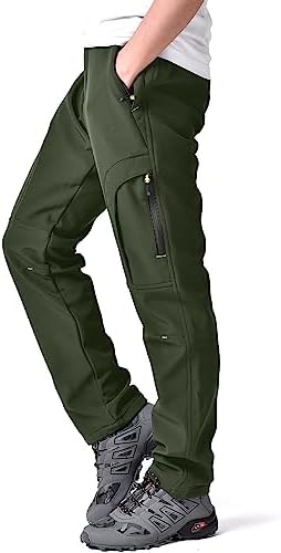 Men's hiking Snow Pants Skiing Winter Insulated Fleece lined Outdoor Water Repellent camping,walking,fishing