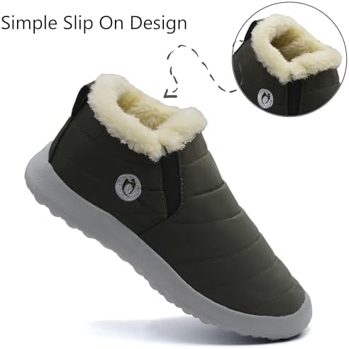 Winter Boots for Women Lightweight Comfortable Plush Waterproof Stylish Solid Color Ladies Ankle Shoes