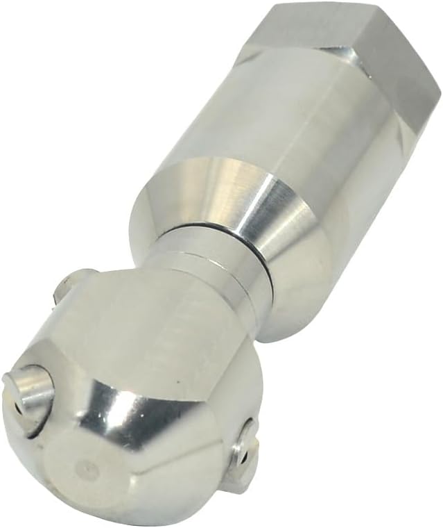 VARMHUS 360° Rotating Spray Nozzle, 304 Stainless Steel High Pressure Continuous Rotary Cleaner for Barrel, Tank, and Industrial Drum Washing (1/2")