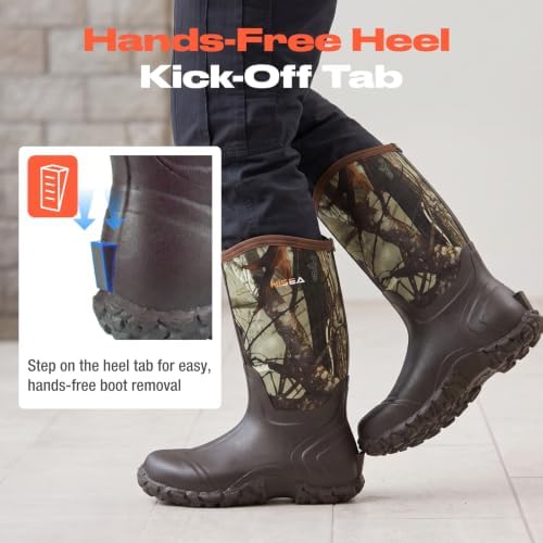 HISEA Men's Rain Boots Neoprene Rubber Boots Waterproof Insulated Mud Boots