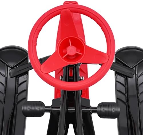 Snow Racer Sled, 220LBS Capacity Ski Sled Slider Board Kids Teens Outdoor Winter Sport Sled Metal Snow Sand Grass Slider with Steering Wheel & Double Brakes for Skiing Ice Skating Sand Skating