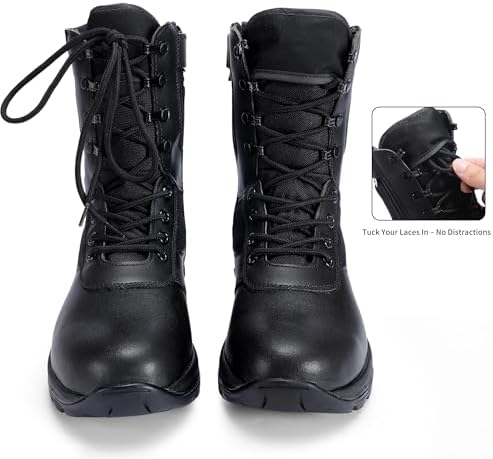 Men's Military Tactical Work Boots with Side Zipper, Puncture Resistant, Desert Combat, Army Jungle, 8 Inch Lightweight Hiking Boots