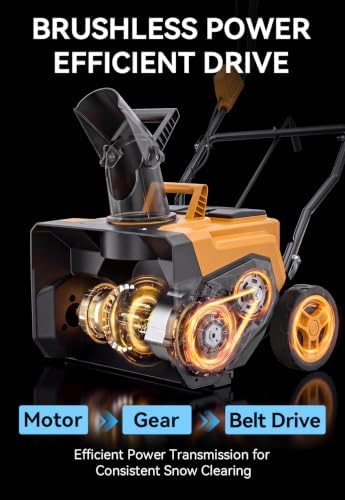 Electric Snow Blower Cordless 20" Brushless Snow Thrower for Patio/Driveway