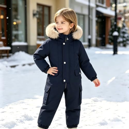 Toddler Girls Snow Suit Kids Boys One Piece Ski Jumpsuit Warm Padded Onesie