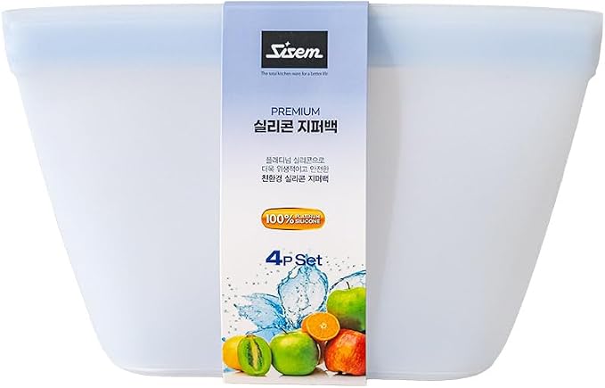 6-Pack Silicone Reusable Stand Up Zip Lock Bag Food Storage Bags, Multi-Use Food Storage Bags, Lunch Bag, Travel Containers, Leak-free, Dishwasher-Safe, Freezer-Safe, light blue (6-Pack)