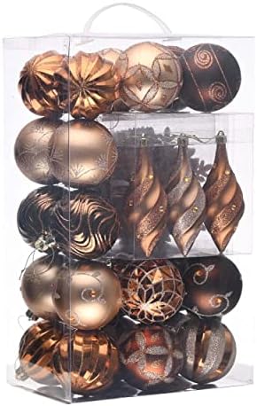 Valery Madelyn Christmas Tree Decorations Set, 40ct Bronze Copper and Gold Shatterproof Christmas Ball Ornaments Bulk, Luxury Hanging Ornaments for Xmas Holiday Party Decor