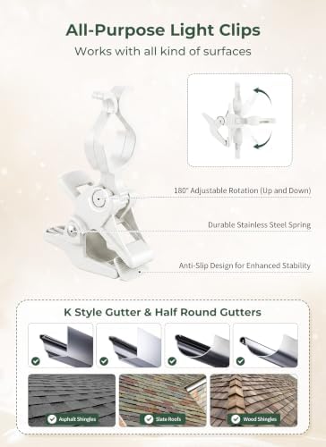 Christmas Light Clips, 50 Count Universal Spring Clips for C7 C9 Lights