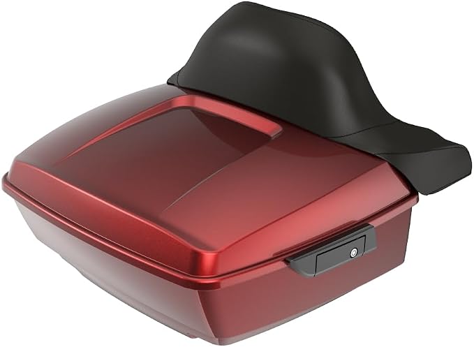 Advanblack Road Glide Tour Trunk Pack Hard Candy Hot Rod Red Flake King Tour Trunk Pack Luggage +Wrap-Around Backrest Pad for '97-'25 Harley Touring Road King Street Glide Electra Glide CVO Models