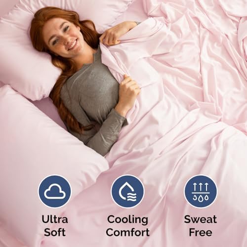 Short Queen Size 4 Piece Bed Sheet Set - RV Short Queen - Lavender Pink