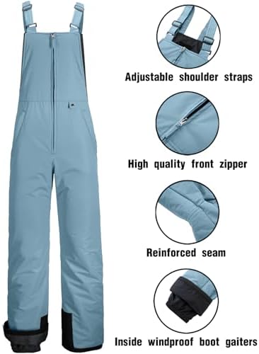 GEMYSE Men's Insulated Ski Bib Overalls Waterproof Snow Pants