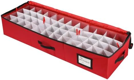 Sattiyrch Christmas Ornament Storage Box,Box Contributes Slots for 96 Holiday Ornaments 3-Inch Underbed Storage