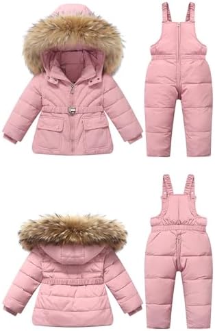 Boys Girls Insulated 2-Piece Snowsuit Set Snow Bib Pants & Warm Winter Coat