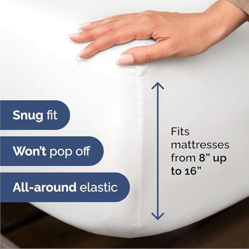 Cal King Size 4 Piece Sheet Set - Comfy Breathable & Cooling Sheets - White