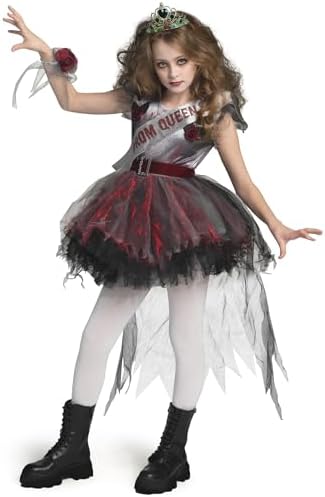Spooktacular Creations Zombie Prom Queen Costume for Girls, Halloween Costumes for Kids, Zombie Princess Outfit for Girls