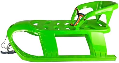 Snow Sled for Kids - SnowCruise Sledge - Toboggan with Pull Rope, Backrest and Safety Belt; Outdoor Plastic Winter Sleigh for Toddlers & Kids