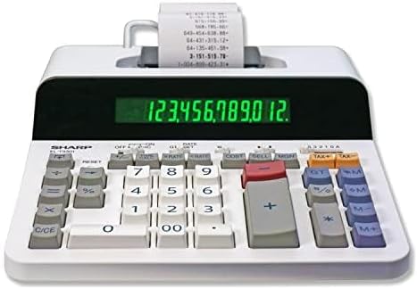 Sharp 12-Digit Printing Calculator with Extra Large 10-Digit Option, 8.0 LPS Thermal Printer, No Ink Required, Full-Sized Keyboard, Easy Paper Load (ELT3301)