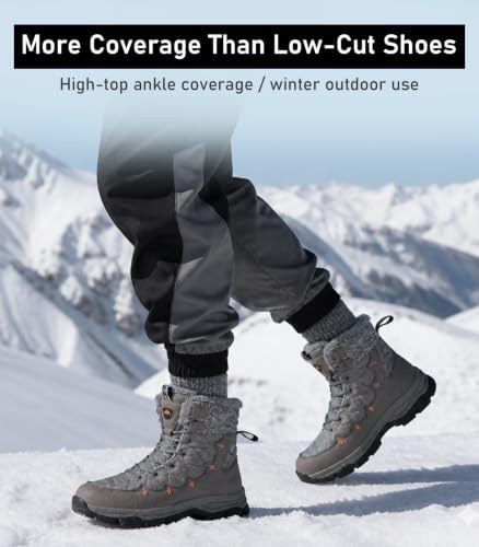 ziitop Men's Winter Snow Boots Waterproof Warm Fur Lined Insulated Boots
