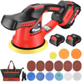 Cordless Car Buffer Polisher Kit（2X 2000mAh 12V Batteries&34 PCS Attachments）- Brushless Dual Action Random Orbital Polishing with 6-Speed 6000RPM for Auto Detailing, Waxing & Paint Correction