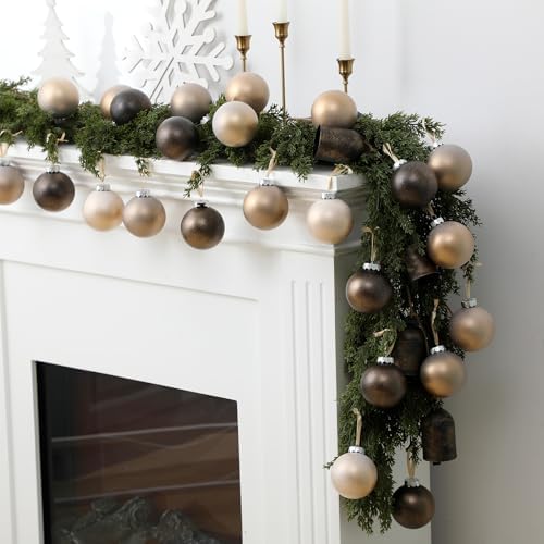 Yunlly 12 Pcs Neutral Christmas Ornament, Bronze Champagne Gold, 3.15''