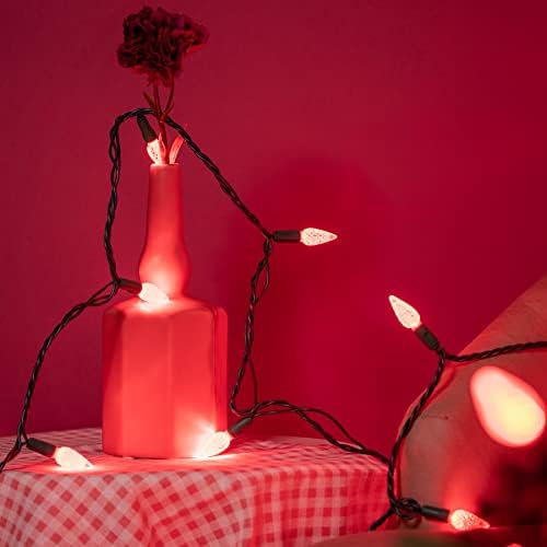 YULETIME 140 Red C6 Christmas String Lights, 2-Set 36 ft 70ct One-Piece LED