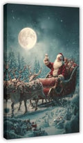 JDBeehpy Santa Claus Sleigh Reindeer Vintage Home Decor Framed 8x12inch
