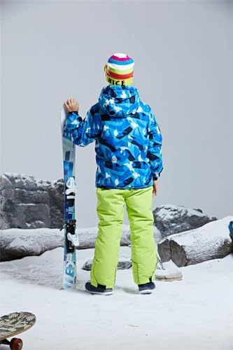 WOWULOVELY Big Boy's 2-Piece Colorblock Snow Pants and Jacket Snowsuit Ski Suit