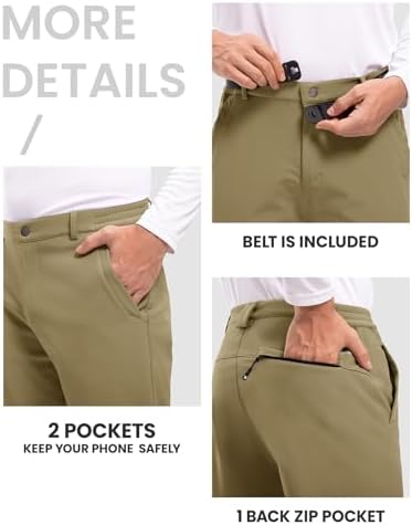 TBMPOY Men's Snow Ski Hiking Pants Waterproof Winter Fleece Lined Pants Camping Skiing Ice Fishing Pants with Belt