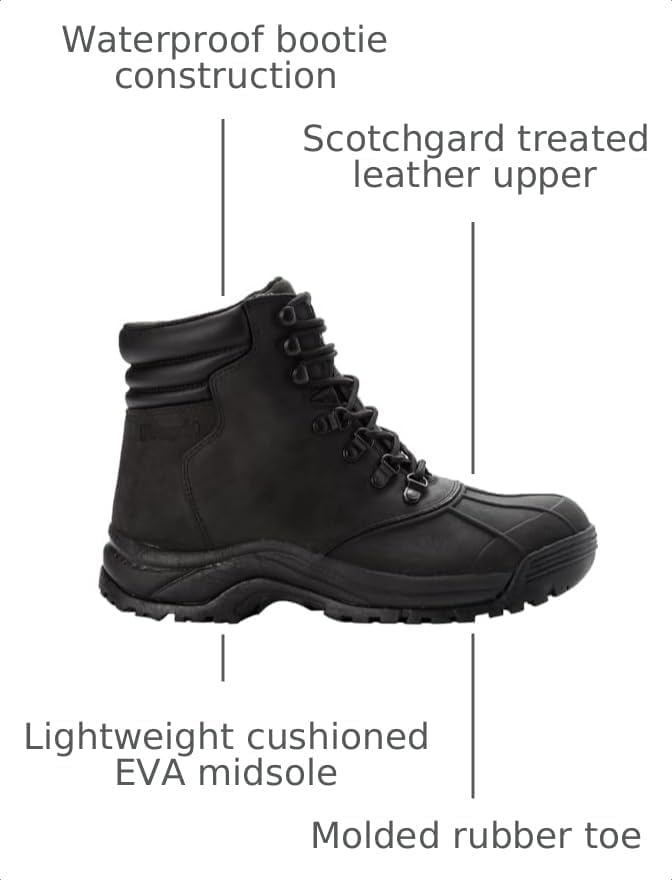 Propet Mens Blizzard Mid Round Toe Snow Casual Boots Ankle - Black