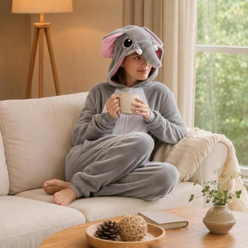 Snug Fit Unisex Adult Onesie Pajamas, Flannel Cosplay Animal One Piece Halloween Costume Sleepwear Homewear
