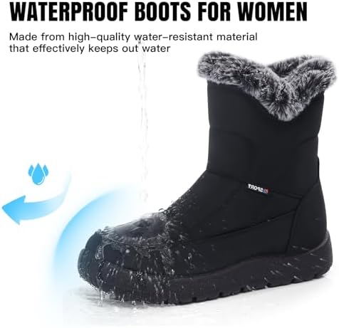 SHIBEVER Women's Winter Snow Boots: Waterproof Fur-Lined Ankle Booties
