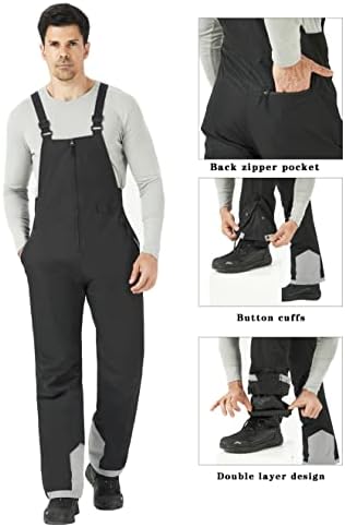 WULFUL Mens Insulated Snow Bibs Waterproof Winter Ski Pants Snowboarding Overalls