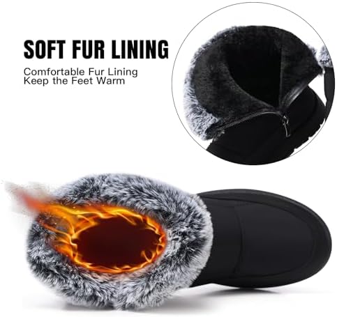 SHIBEVER Women's Winter Snow Boots: Waterproof Fur-Lined Ankle Booties