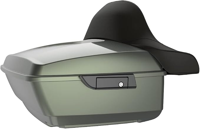 Advanblack Road Glide Tour Trunk Pack Deadwood Green Glossy King Tour Trunk Pack Luggage +Wrap-Around Backrest Pad for '97-'25 Harley Touring Road King Street Glide Electra Glide CVO models