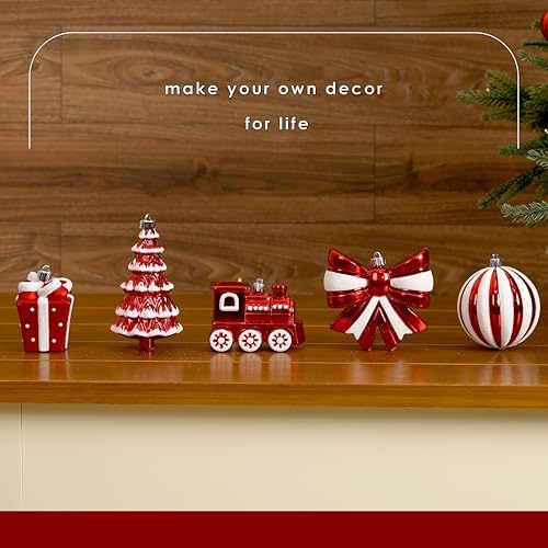 Alupssuc 82pcs Classic Christmas Balls Ornaments Set, Red and White