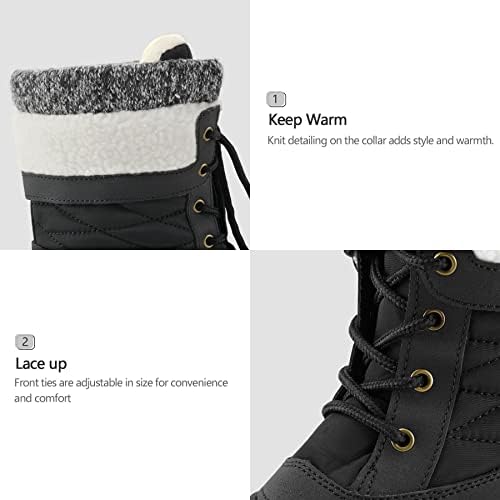 mysoft Women's Winter Snow Boots Waterproof Insulated Mid Calf Booties