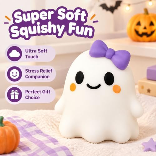 Halloween Ghost Squishy Toy, Cute White Ghost Squeeze Toy, B