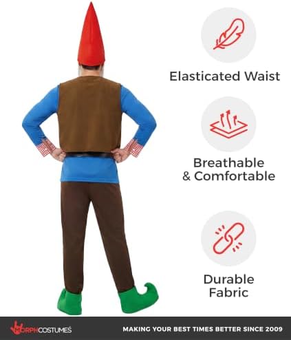 Morph Garden Gnome Costume For Adults, Halloween Costumes for Men