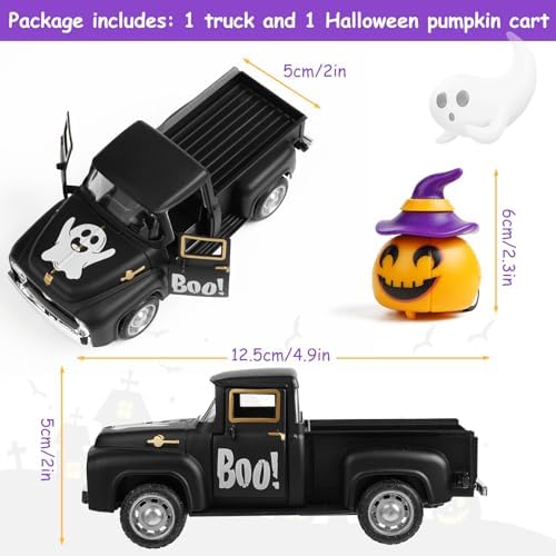Vintage Halloween Truck Decor, Pumpkin Pickup for Farmhouse Tabletop