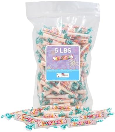 Smarties Tropical Candy Rolls - Gluten Free & Vegan Tropical Flavor Treats - Hard Candy Individually Wrapped - Peanut Free Plant Derived Ingredients - Halloween Hard Candy - 5 Pound Bag (Pack of 1)