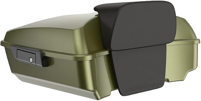 Advanblack Road Glide Tour Trunk Pack Mineral Green Metallic Chopped Tour Trunk Pack Backrest Pad for '97-'25 Harley Touring Road King Street Glide Electra Glide CVO models