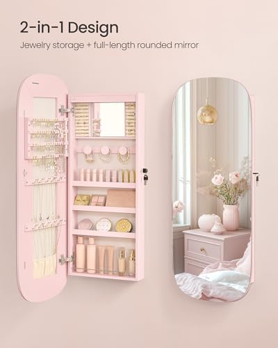 SONGMICS Jewelry Organizer, LED Jewelry Cabinet, Wall/Door Mounted