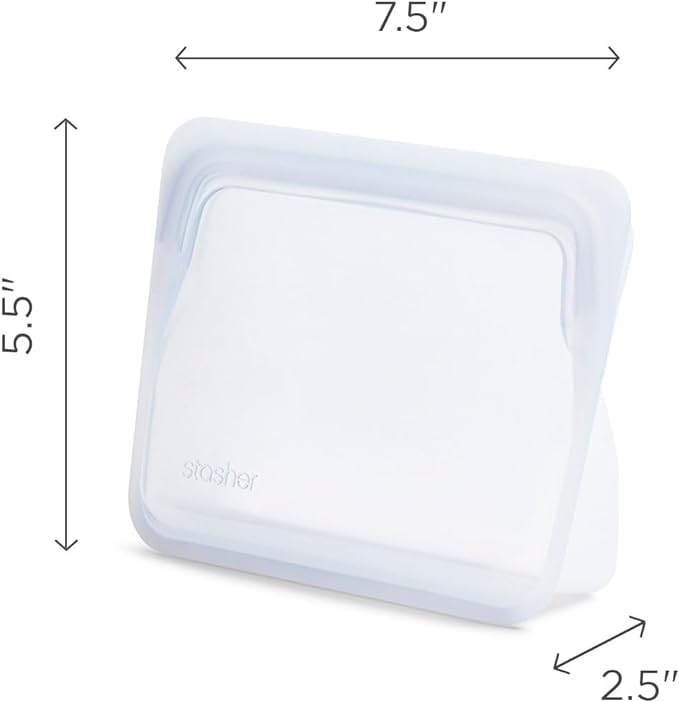 Stasher Premium Reusable Silicone Stand-Up Mini Bag, Aqua, 28 oz | Food-Safe Silicone, Eco-Friendly, Reusable Freezer Bags, Microwave, Dishwasher, Pantry, Meal Prep, Travel Bag, Bulk Storage