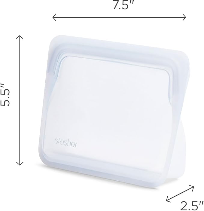 Stasher Silicone Reusable Storage Bag, Stand-Up Mini Bag, Reusable Freezer Bag, Microwave, Dishwasher, Oven Safe, Sous Vide, Eco Friendly, Food-safe Silicone Snack Bags, 56 oz, Clear | Food-Safe Silicone, Eco-Friendly, Reusable Freezer Bags, Microwave,...